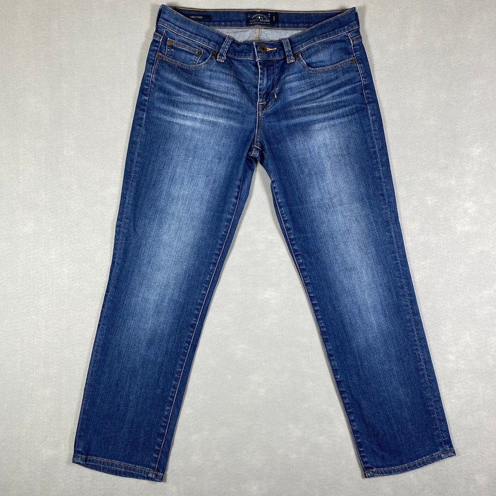 Lucky Brand Sweet Crop Womens Jeans Blue Straight Leg Stretch Denim Size 6/28